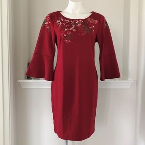 Spense Zinfandel Sheath Dress Bell Sleeves Red Size 14 New with Tag